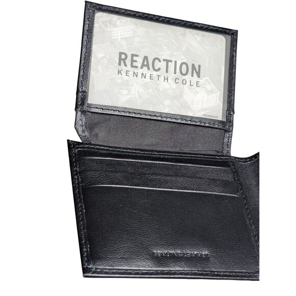 Kenneth Cole Reaction Men's Logo Leather Passcase Wallet Black New Free Shipping - Picture 6 of 8